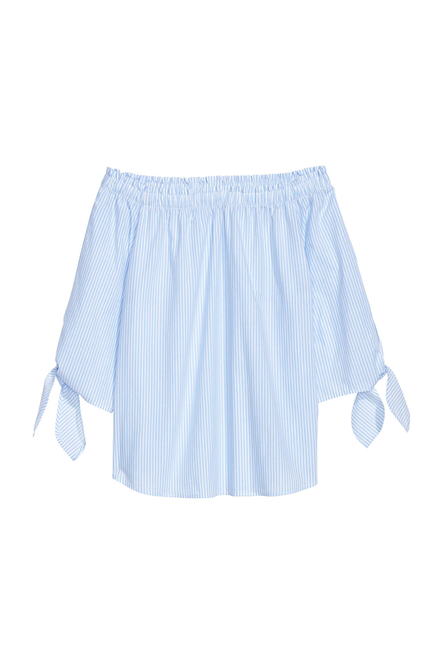 Блуза H&M Полоска р. 34 Бело-голубой (5125780207)