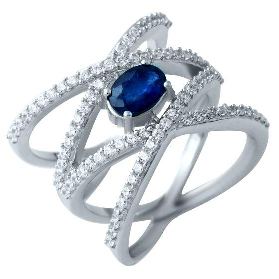 Кольцо серебряное с натуральным сапфиром 6,79 г р. 18 (1912805)