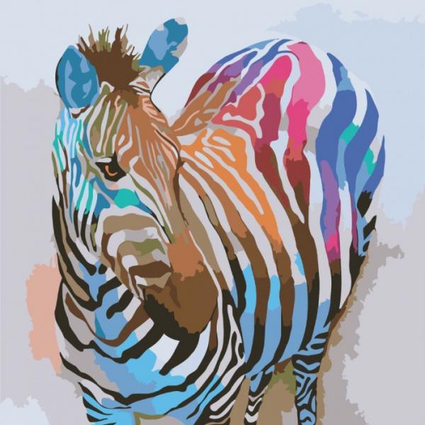 Картина по номерам Идейка Зебра поп-арт 40х40 см в термопакете (KHO2463)