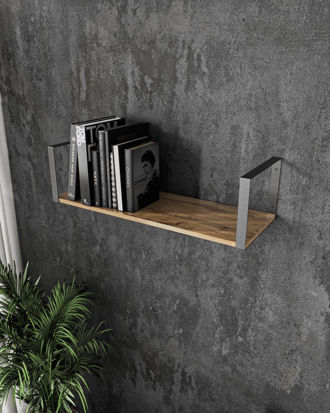 Полка настенная навесная Moreli FXS-28 LOFT 800х220х290 мм Аппалачи/Черный (fxs-28-app-bl)