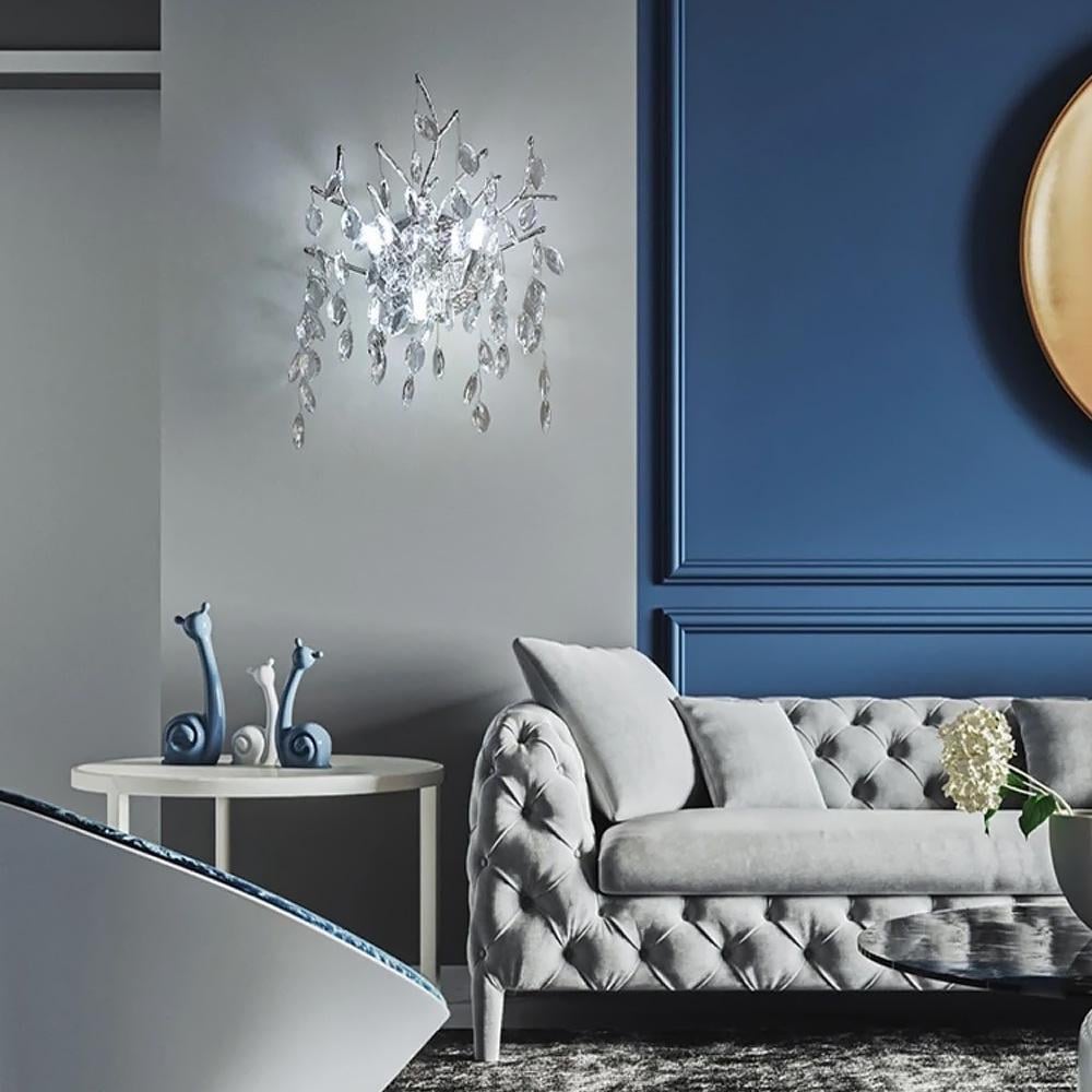 Бра Line.F W 33007/2 S CH DIAMINA с хрустальными камнями Серебряный (3236_6512)