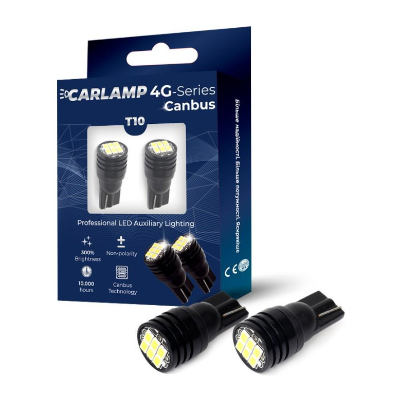 Лампи світлодіодні Carlamp T10 W5W Canbus 210 Lm 6000 K (T103020) Лампи світлодіодні Carlamp T10 W5W Canbus 210 Lm 6000 K (T103020)