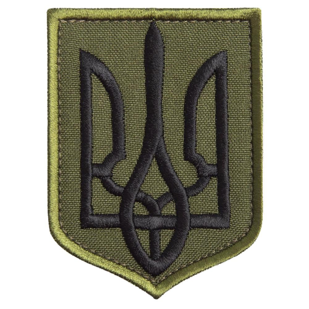 Шеврон-нашивка на липучке Герб Трезубец Украины 6х8 см Хаки (24040)