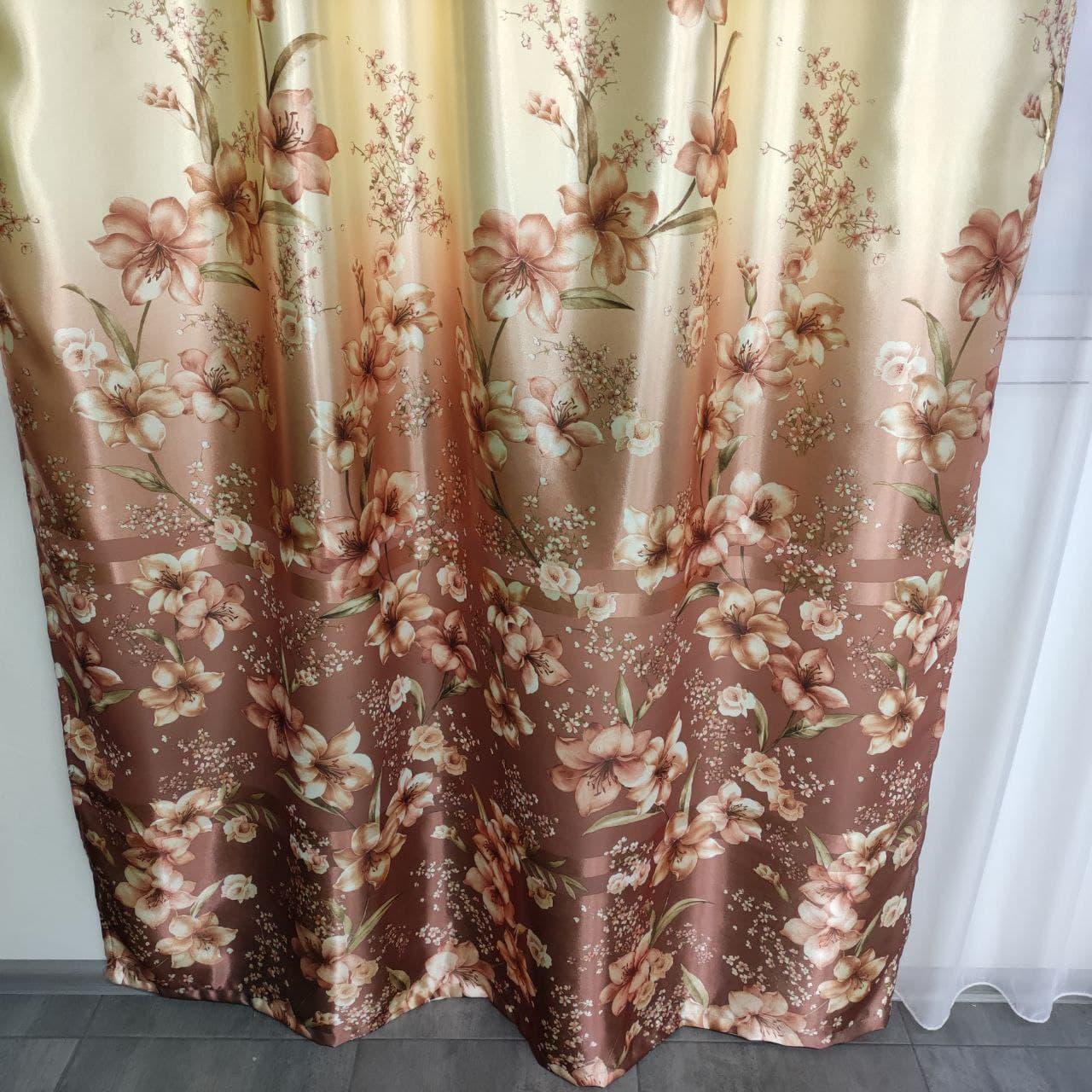 Штори ALBO з квітковим принтом 150x270 см 2 шт. Коричневий (SH-M650-3) - фото 4 Штори ALBO з квітковим принтом 150x270 см 2 шт. Коричневий (SH-M650-3) - фото 4