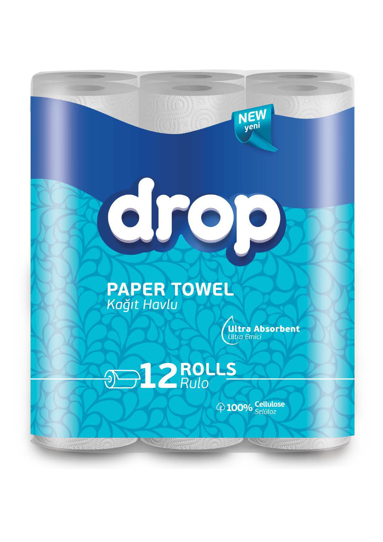 Бумажные полотенца Drop 2-х слойный 12 рул.