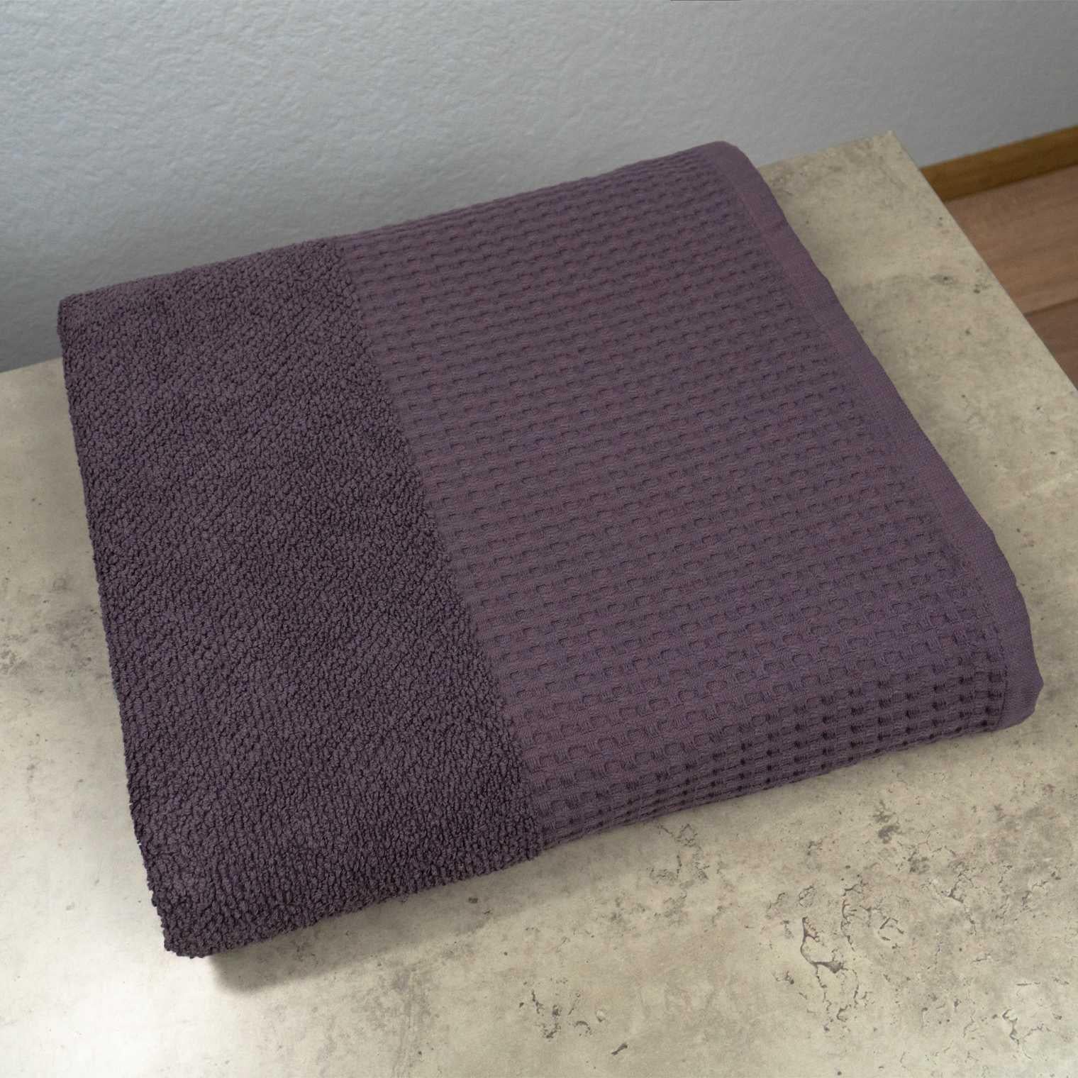 Рушник банний GM Textile Бордюр вафельний 70х140 см Темний виноград (500-140-vb-dvinograd)