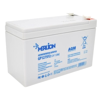 Аккумуляторная батарея Merlion GP1275F2 для резервного питания 12V 7,5 Ah AGM Белый (33352659)