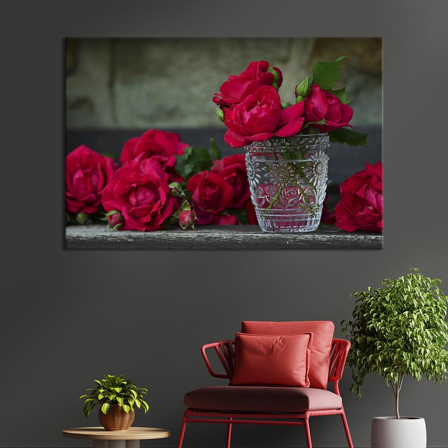 Картина на холсте Натюрморт с цветами розы 51x34 см (984-1)