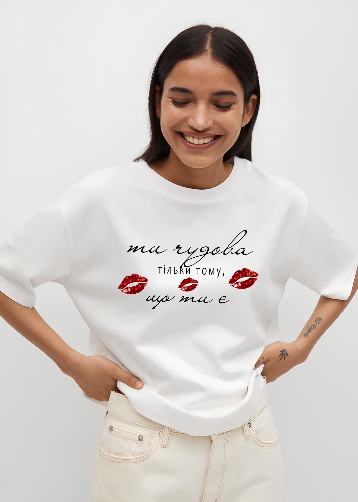 Футболка жіноча з ДТФ-принтом 61-097 M Білий (39406)
