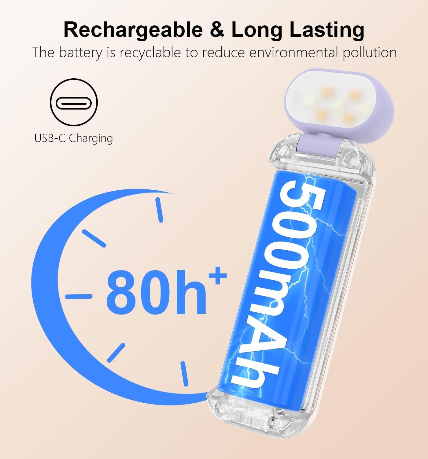 Настільна лампа для читання акумуляторна Gritin LED Book Light 500 mAh до 80 годин роботи Purple (G1313) - фото 6 Настільна лампа для читання акумуляторна Gritin LED Book Light 500 mAh до 80 годин роботи Purple (G1313) - фото 6