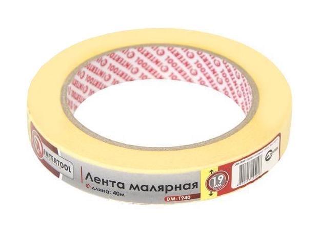 Лента малярная Intertool 19 мм 40 м DM-1940 Желтый (29797-1)