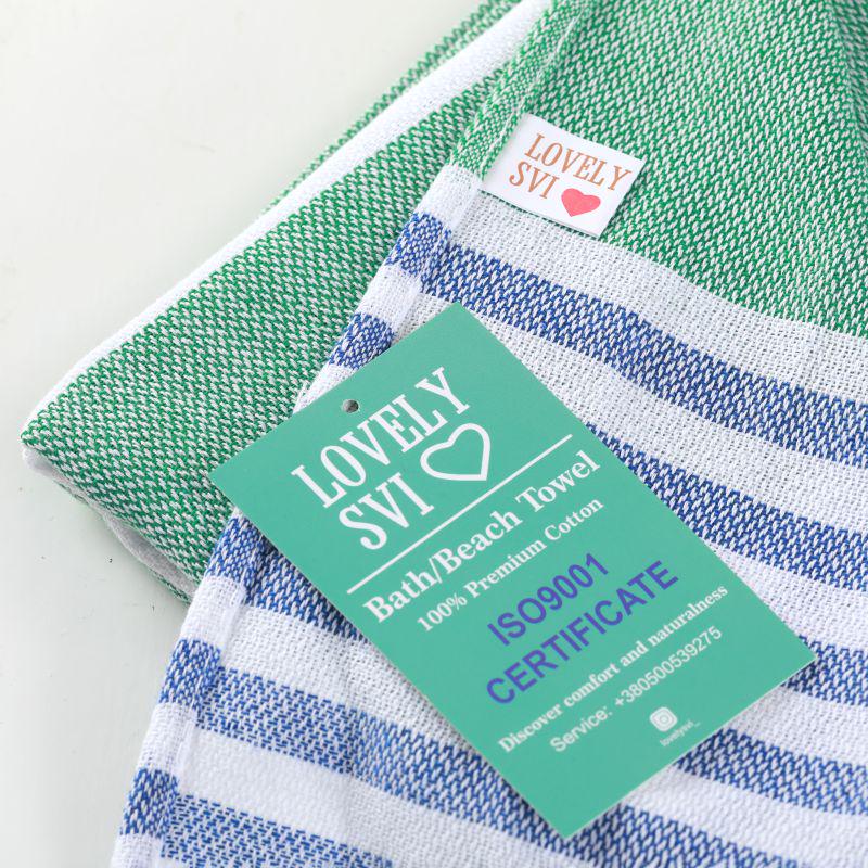 Рушник пештемаль Lovely Svi бавовна XХL 100x180 см Green/Blue Stripes (6032025) - фото 7