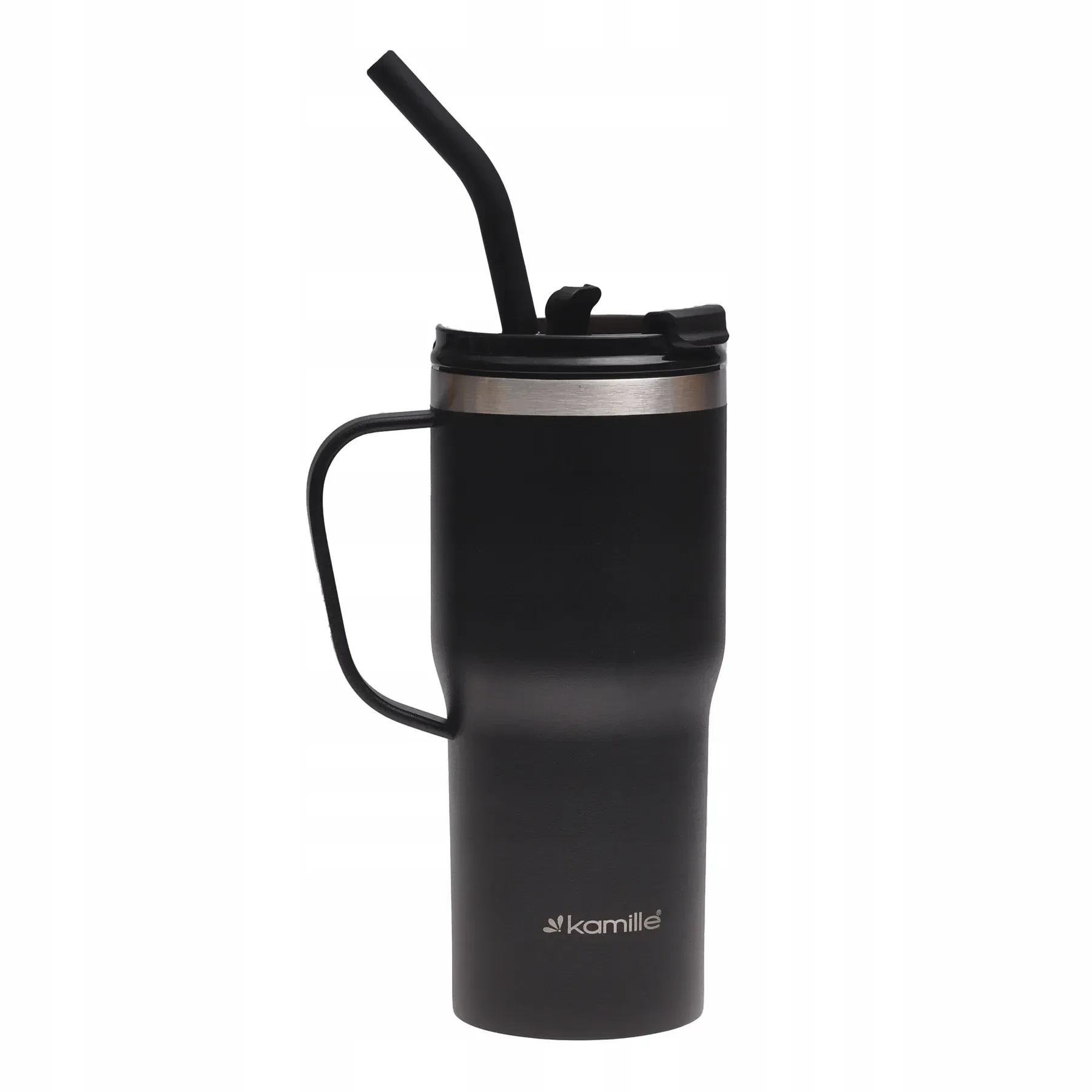 Термокухоль з металевою трубочкою та поверхнею soft-touch Kamille KM-2160 з нержавіючої сталі 600 мл Чорний (150-84-2160) - фото 1 Термокухоль з металевою трубочкою та поверхнею soft-touch Kamille KM-2160 з нержавіючої сталі 600 мл Чорний (150-84-2160) - фото 1
