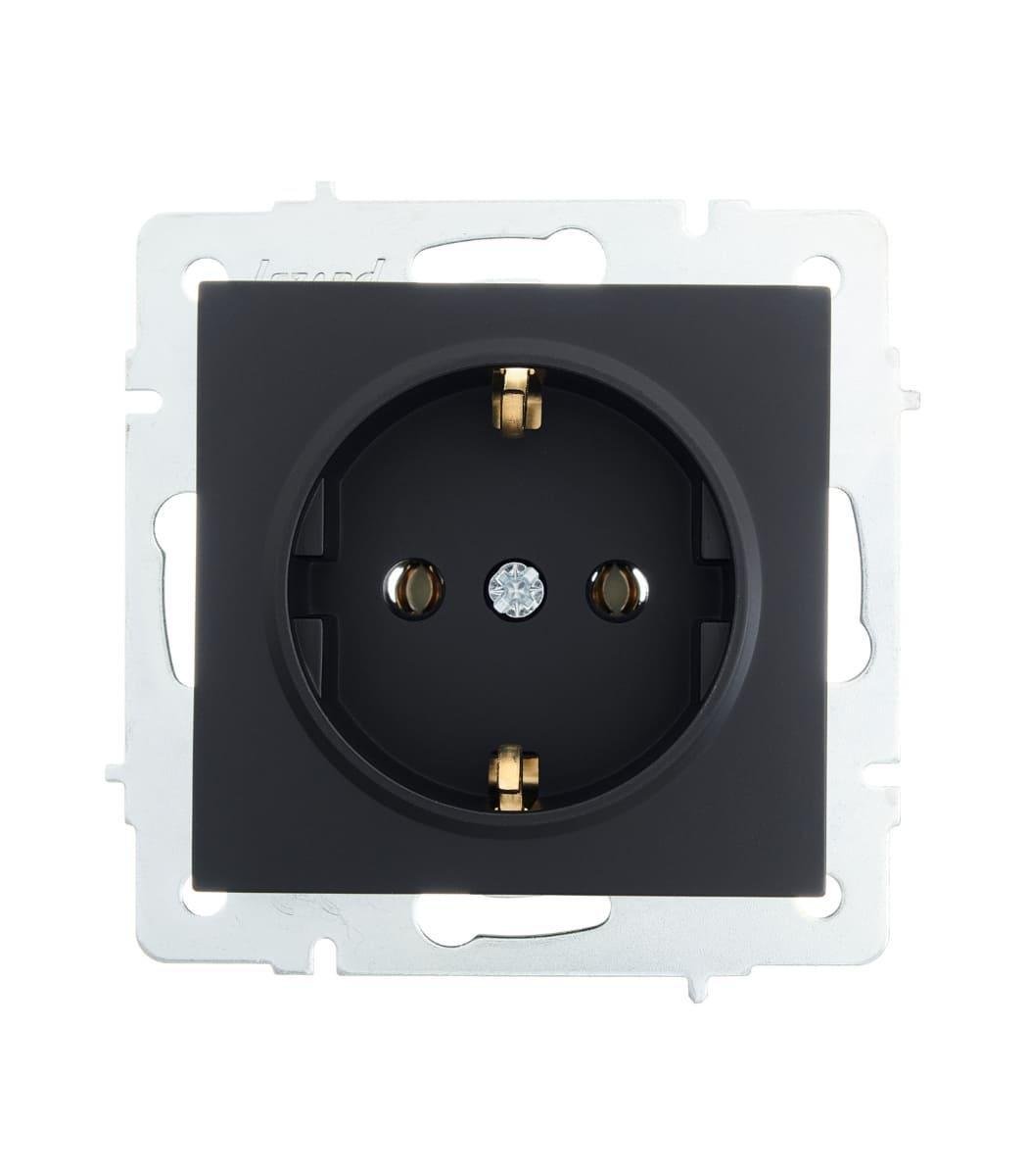 Розетка одинарная с заземлением Lezard Vesna Черный (00000023106)