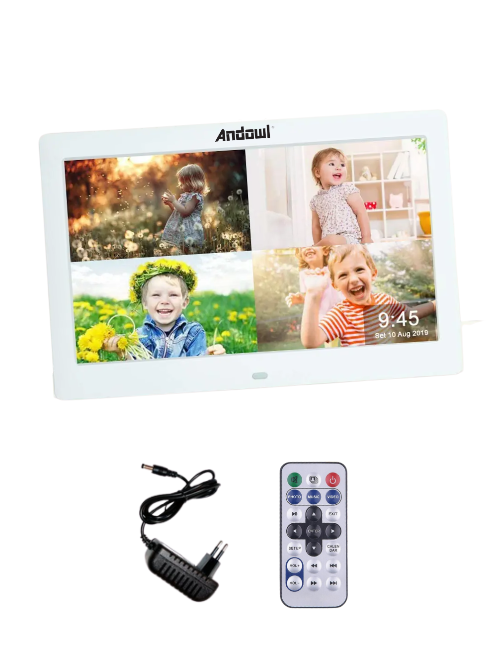 Фоторамка смарт цифрова Andowl Q-L210X1 електронна екран 7″ з фото відео музикою годинником календарем та пультом керування Білий (b1ef95bf) - фото 1