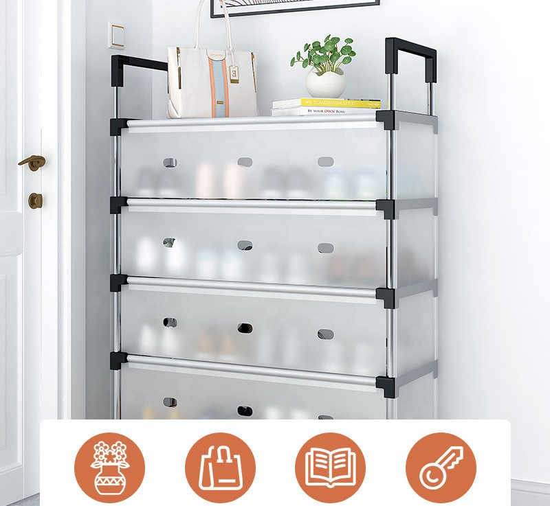 Шафа для взуття LS7932 на 4 полиці Modern Touch з металу та пластику Black (784780656) - фото 6