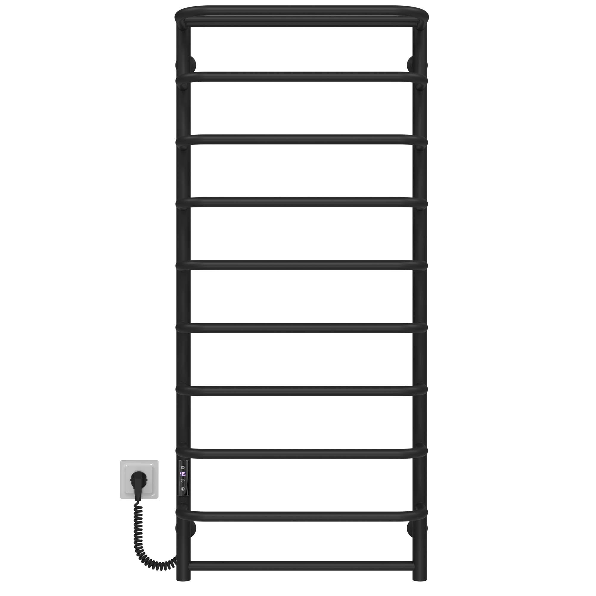 Рушникосушарка електрична з полицею Deffi Стандарт П10 JD03 ліве підключення нержавіюча сталь 500х1200 мм Чорний Хром (C.SP.120.50.10.E.B.L.1)