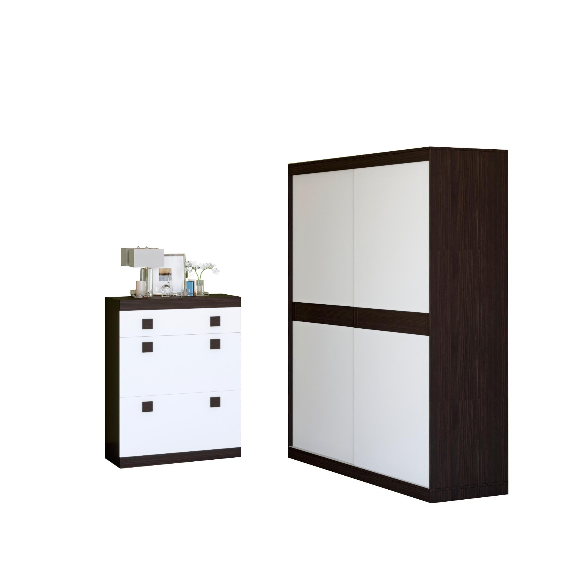 Прихожая модульная Эверест Соната Комплект 11 Венге темный/Белый (EVR-2524)