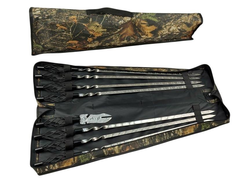 Набор шампуров с вилкой-ножом Эксклюзив из нержавеющей стали в чехле-книжке 9 шт. (21-10-NB-2297)