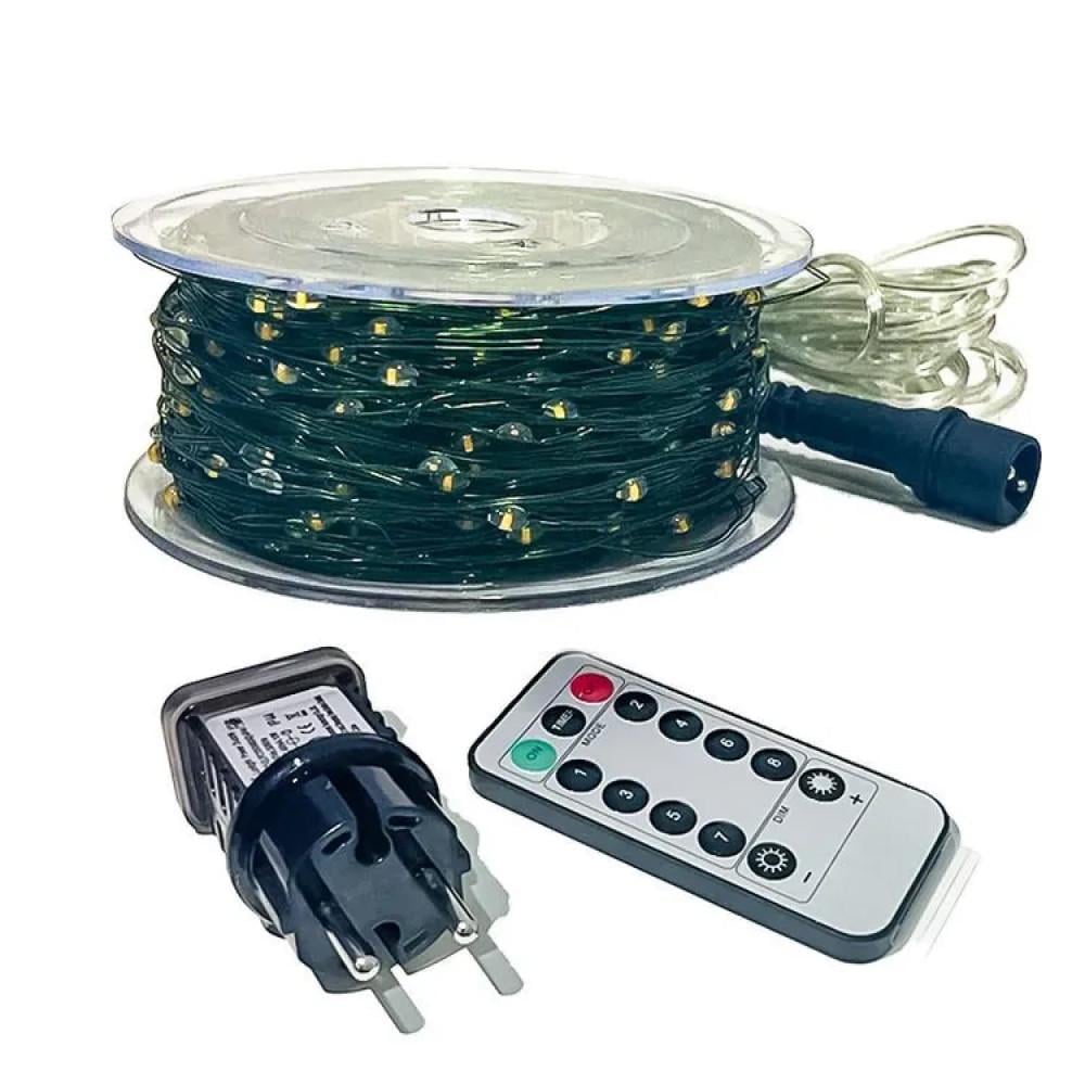 Гирлянда светодиодная Роса с пультом 500 LED 220V 8 режимов IP44 50 м Теплый белый (24004) - фото 2