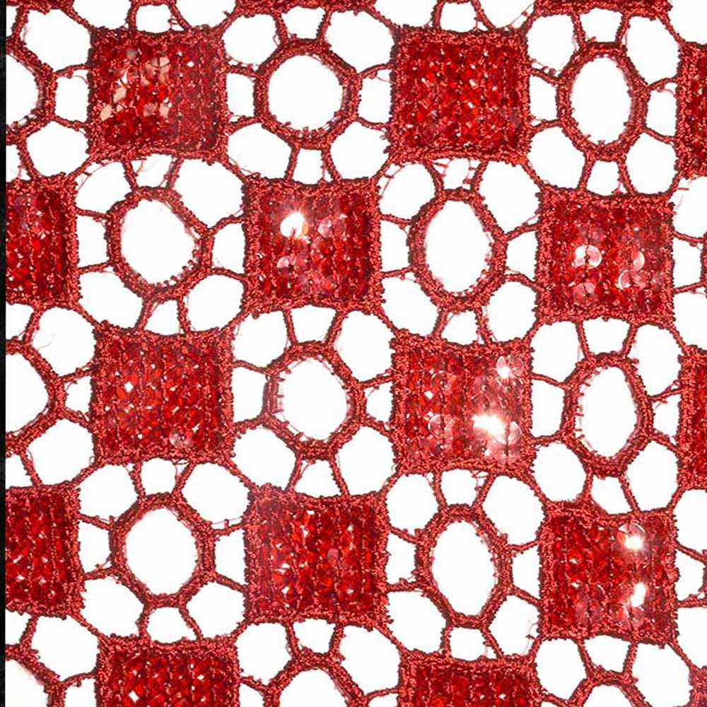 Тканина мереживне полотно з паєтками ширина 120 см Червоний (12312.002) - фото 3 Тканина мереживне полотно з паєтками ширина 120 см Червоний (12312.002) - фото 3