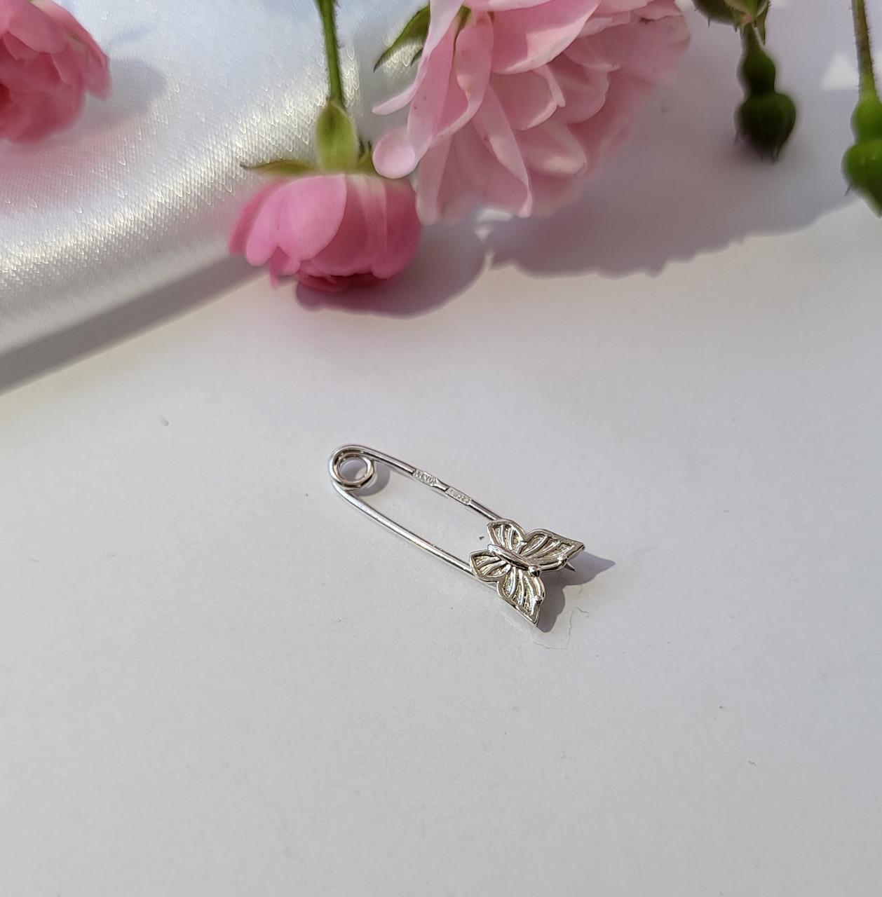 Брошка серебряная Бабочка без камней 925 пробы 0,60 г (7116р)