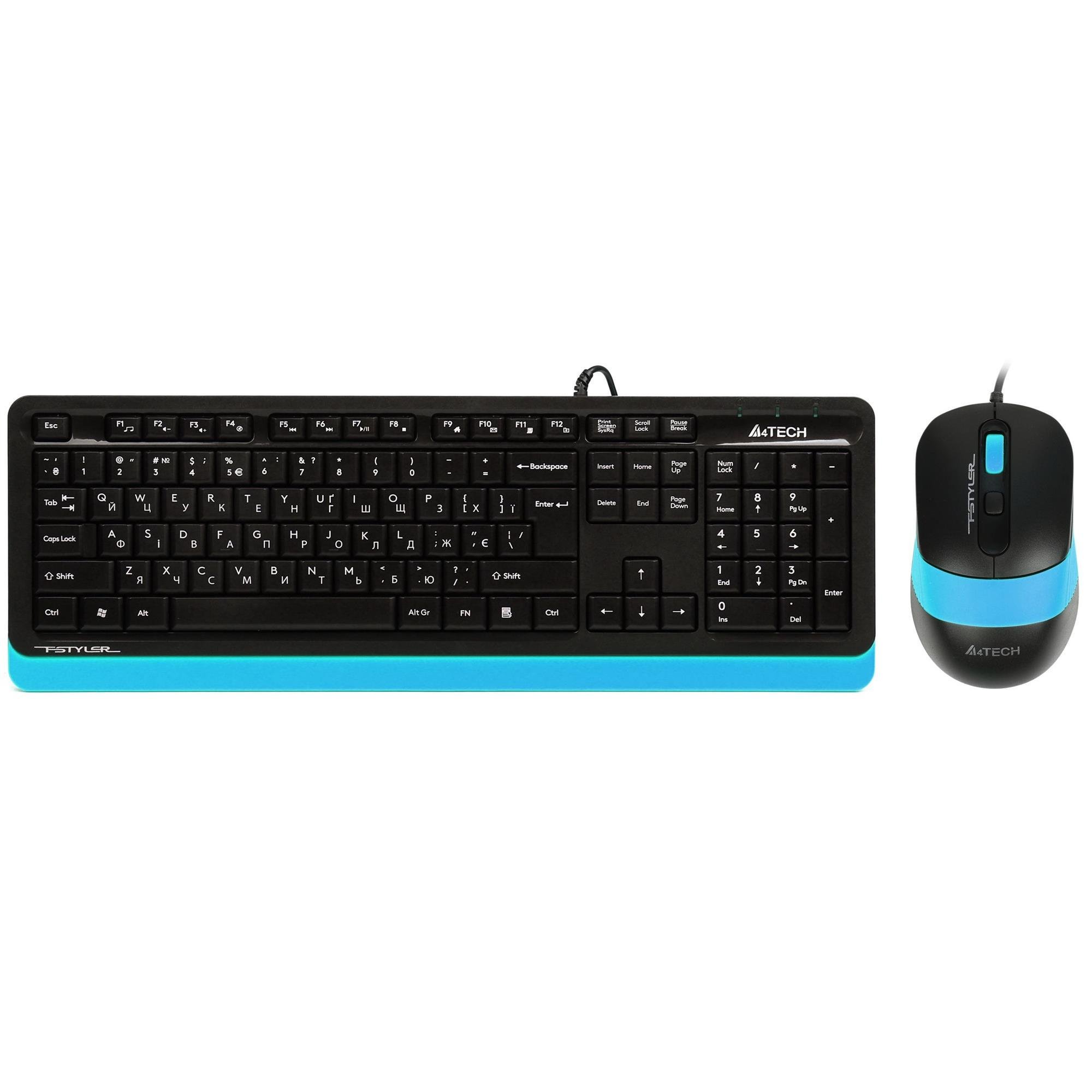 Комплект клавиатура и мышь A4Tech F1010 USB проводной Black/Blue (F1010 Blue)