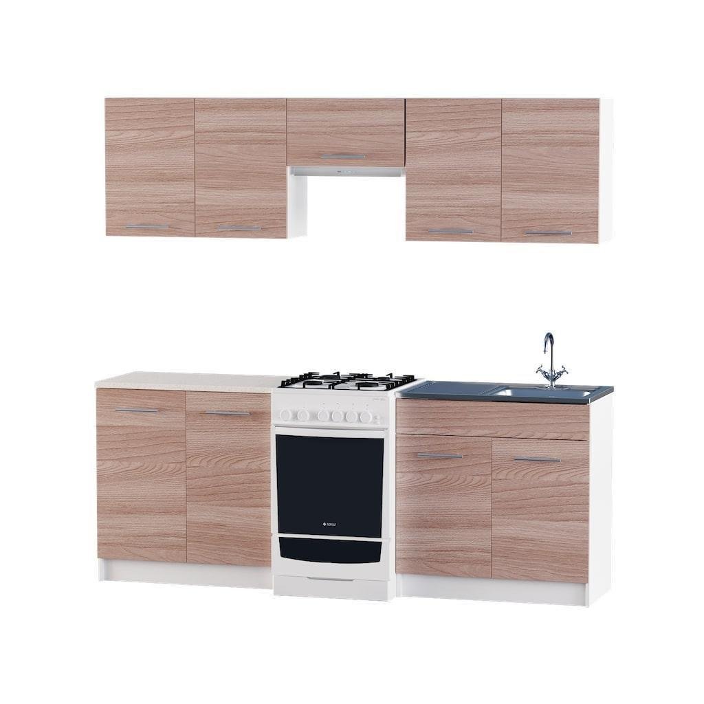 Готовая кухня модульная Эверест Эко набор №10 2,1 м Ясень шимо-темный/Белый (DTM-2950) - фото 1