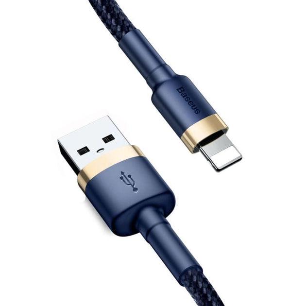 Кабель для быстрой зарядки BASEUS Cafule Cable USB to Lightning 2,4 A 1 м Gold/Blue (CALKLF-BV3) - фото 2