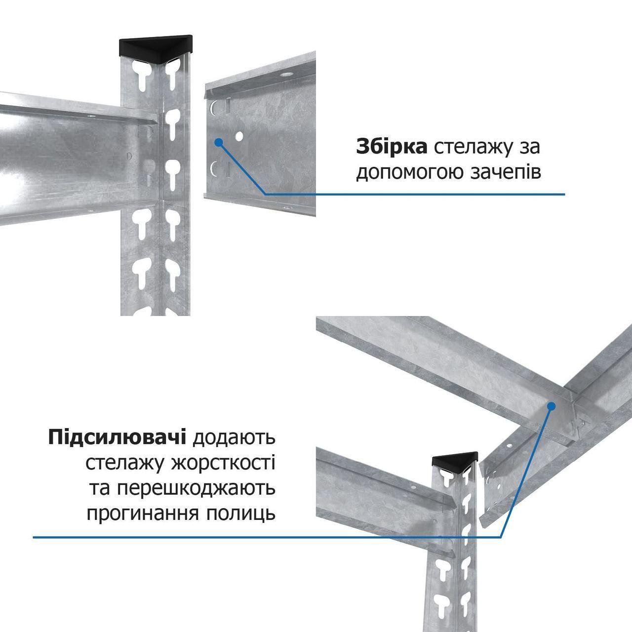 Стелаж Меткас Титан ОД 300 кг/полицю 4 полиці ДСП оцинкований металевий 1800x1600x500 мм (2423198926) - фото 9 Стелаж Меткас Титан ОД 300 кг/полицю 4 полиці ДСП оцинкований металевий 1800x1600x500 мм (2423198926) - фото 9