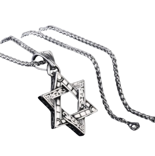 Мужской кулон-амулет Meirenpeixi Zhijia Jewelry Звезда Давида с цепью 35х40 мм (QW4210)