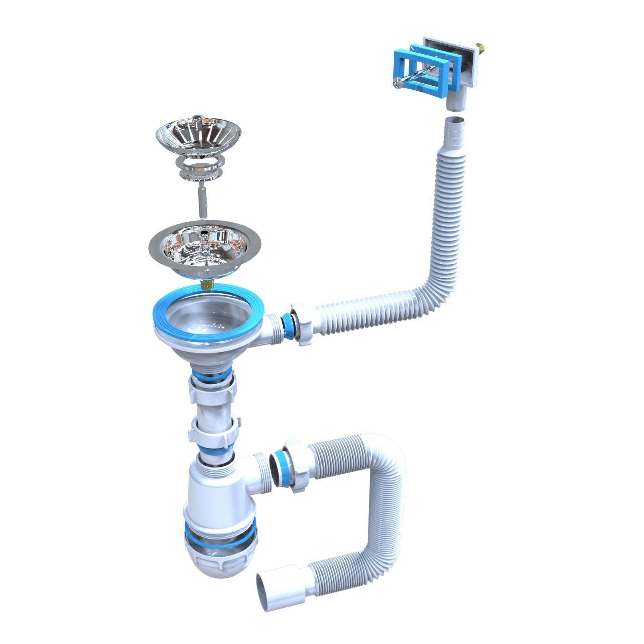 Сифон для мийки SantehPlast M-02 3 1/2" з переливом Лотос-Мийка BIG+ гнучка труба 40х50 - фото 2 Сифон для мийки SantehPlast M-02 3 1/2" з переливом Лотос-Мийка BIG+ гнучка труба 40х50 - фото 2