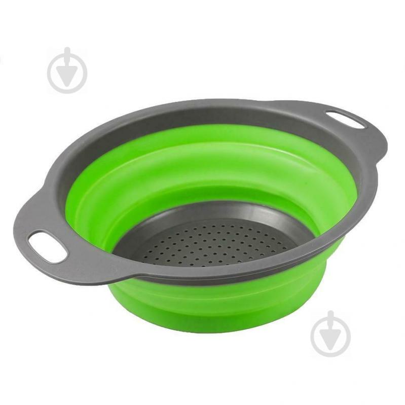 Дуршлаг силиконовый складной Collapsible filter baskets 2 шт в комплекте (большой + маленький) Зеленый (2424532)