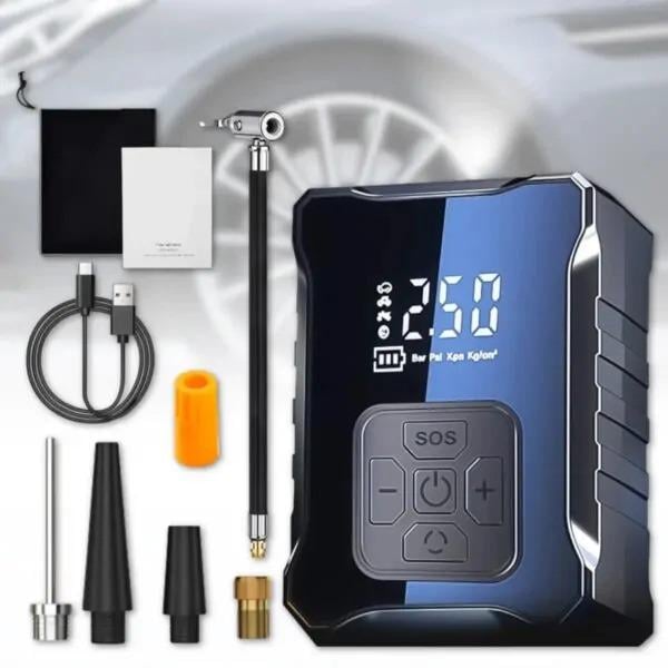 Компресор автомобільний акумуляторний з насадками та LED-ліхтариком М-007 ( М007)