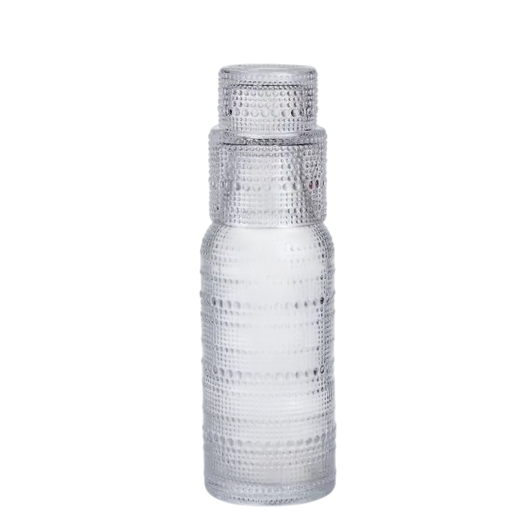 Кувшин для напитков со стаканом из толстого стекла рельефный 700 мл Прозрачный Кувшин для напитков со стаканом из толстого стекла рельефный 700 мл Прозрачный