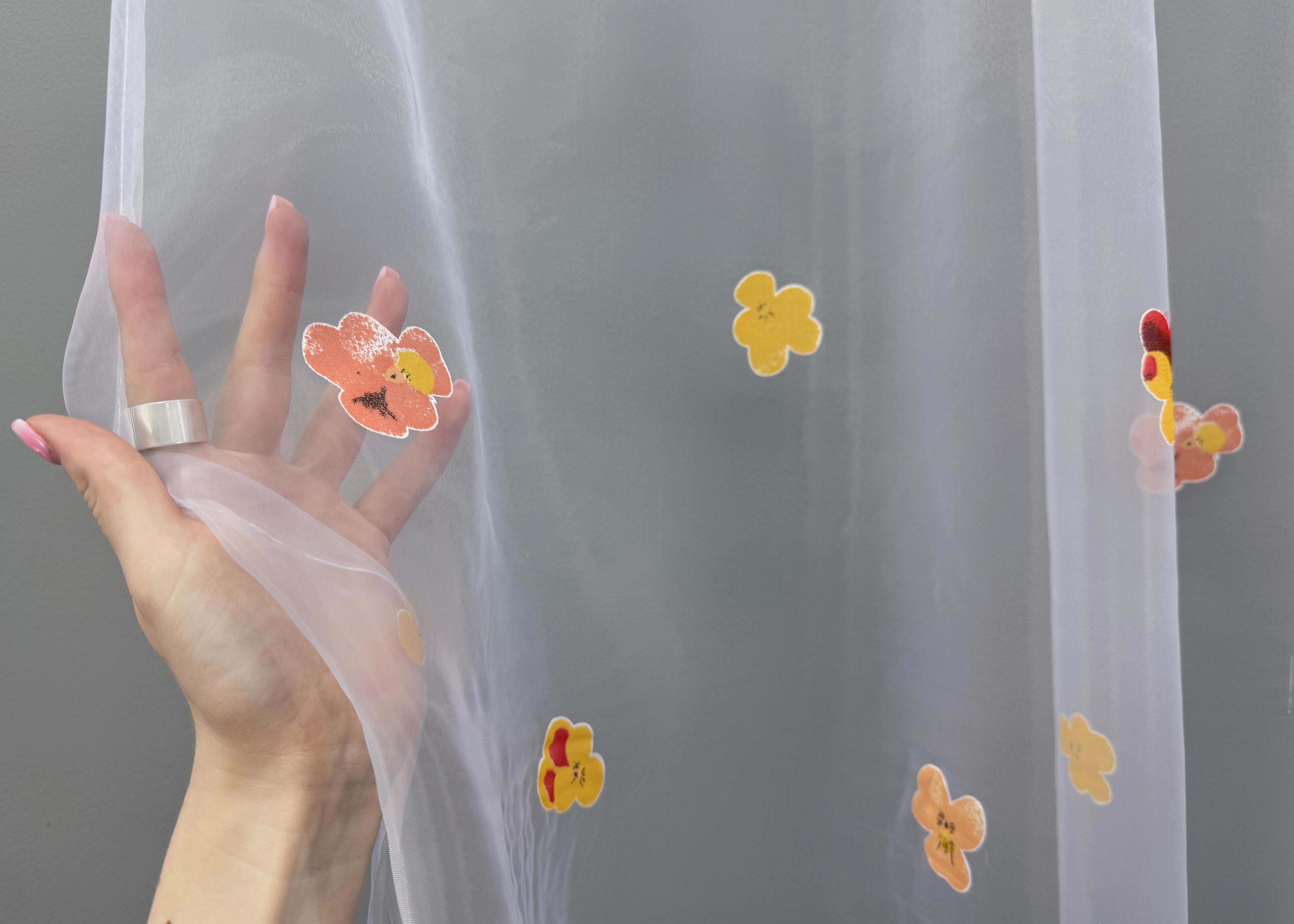 Тюль VR-Textil 823т Бабочки органза 300х250 см Белый/Оранжевый/Красный (40-539) - фото 5