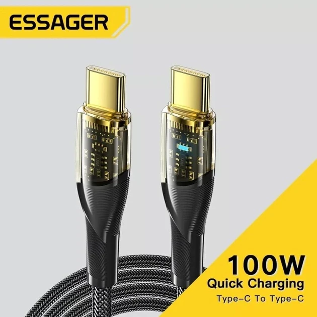 Кабель Essager Type-C PD 100w Fast Charge Black-Transparent 1 м (25397242) - фото 10 Кабель Essager Type-C PD 100w Fast Charge Black-Transparent 1 м (25397242) - фото 10