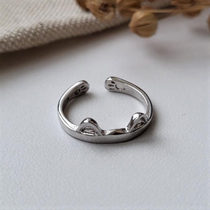 Кольцо из серебра Кот покрыто родием без камней 925 проба р. 15,5 17,5 1,60 г (45187р)