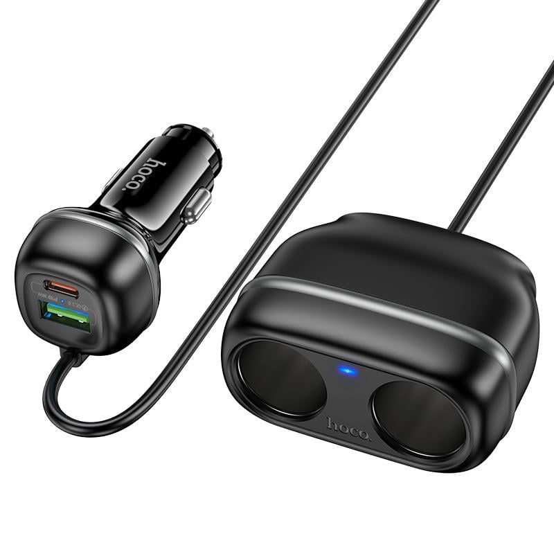 Разветвитель автомобильный Hoco Z59 2 гнезда/USB/Type-C (000577721)