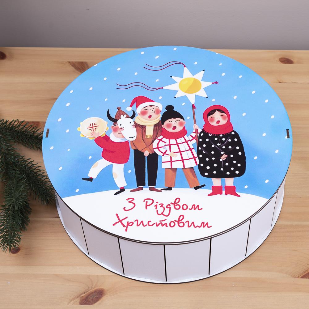 Коробка круглая коляда 33 см (5017-42) - фото 1 Коробка круглая коляда 33 см (5017-42) - фото 1