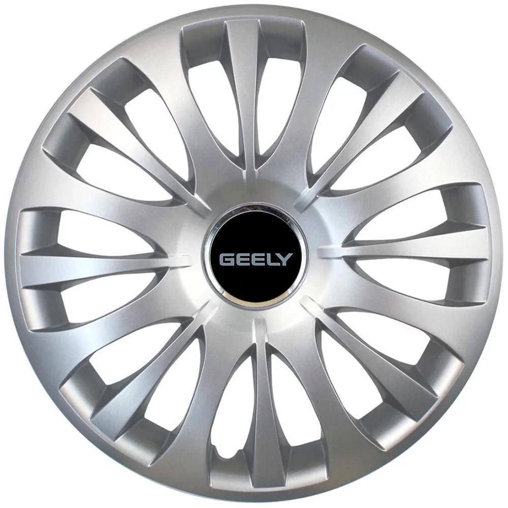 Колпаки SJS 329 с логотипом Geely R15 4 шт. Серебристый