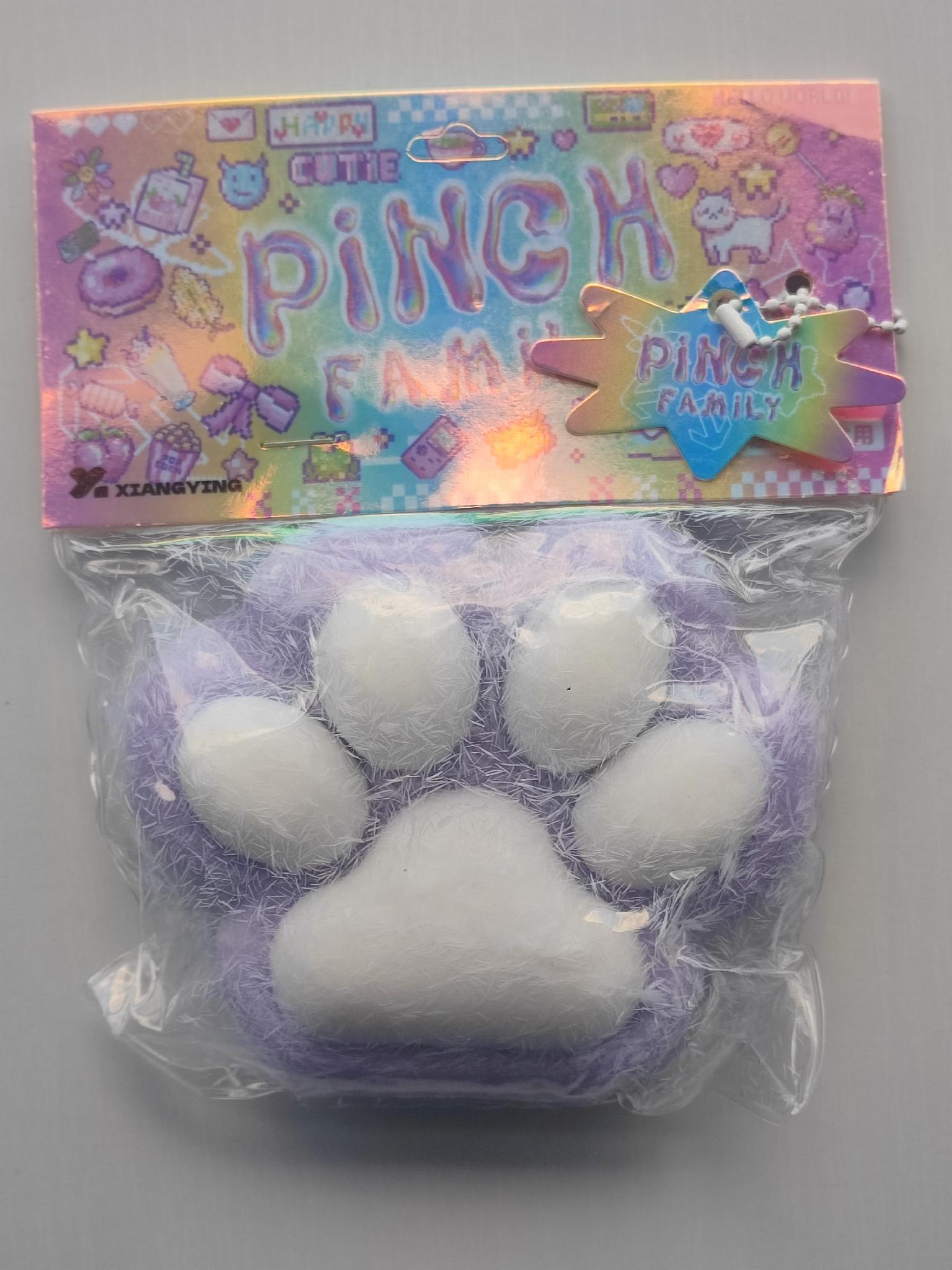 Іграшка антистрес сквіш котяча лапка велика пухнаста XXL 15х14 см Фіолетовий/Білий (2794P)