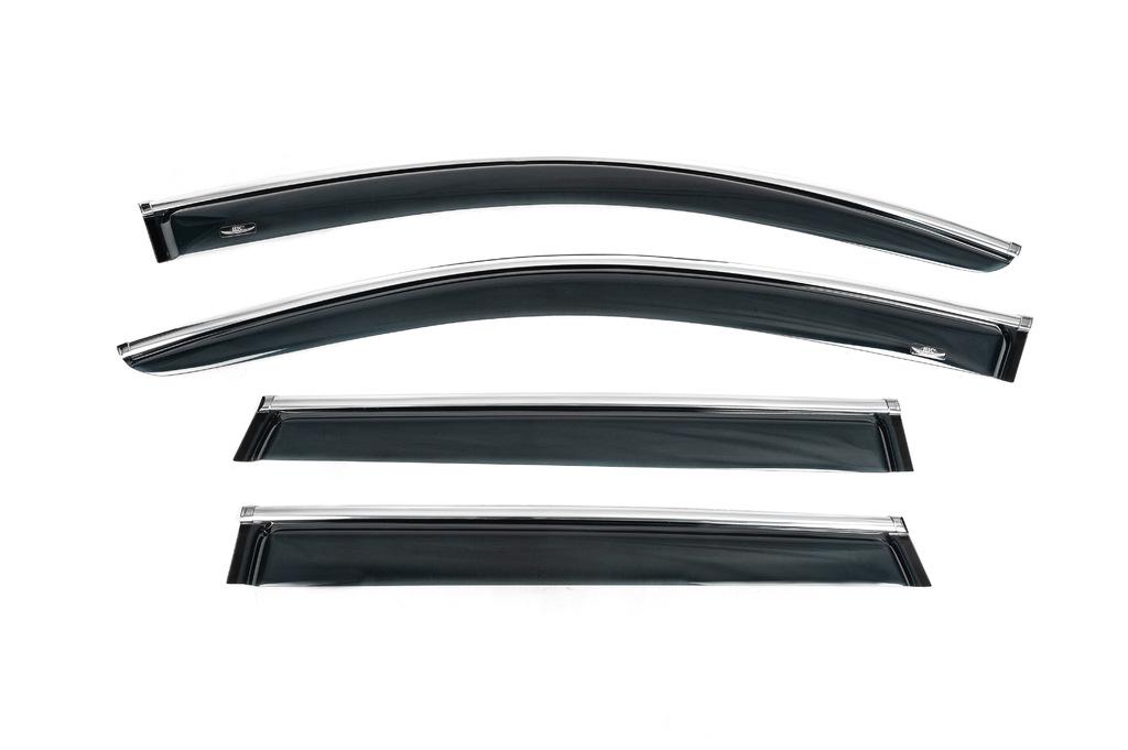 Ветровики с хром молдингом HIC для Volkswagen Touareg 2010-2018 гг. поликарбонат Черный
