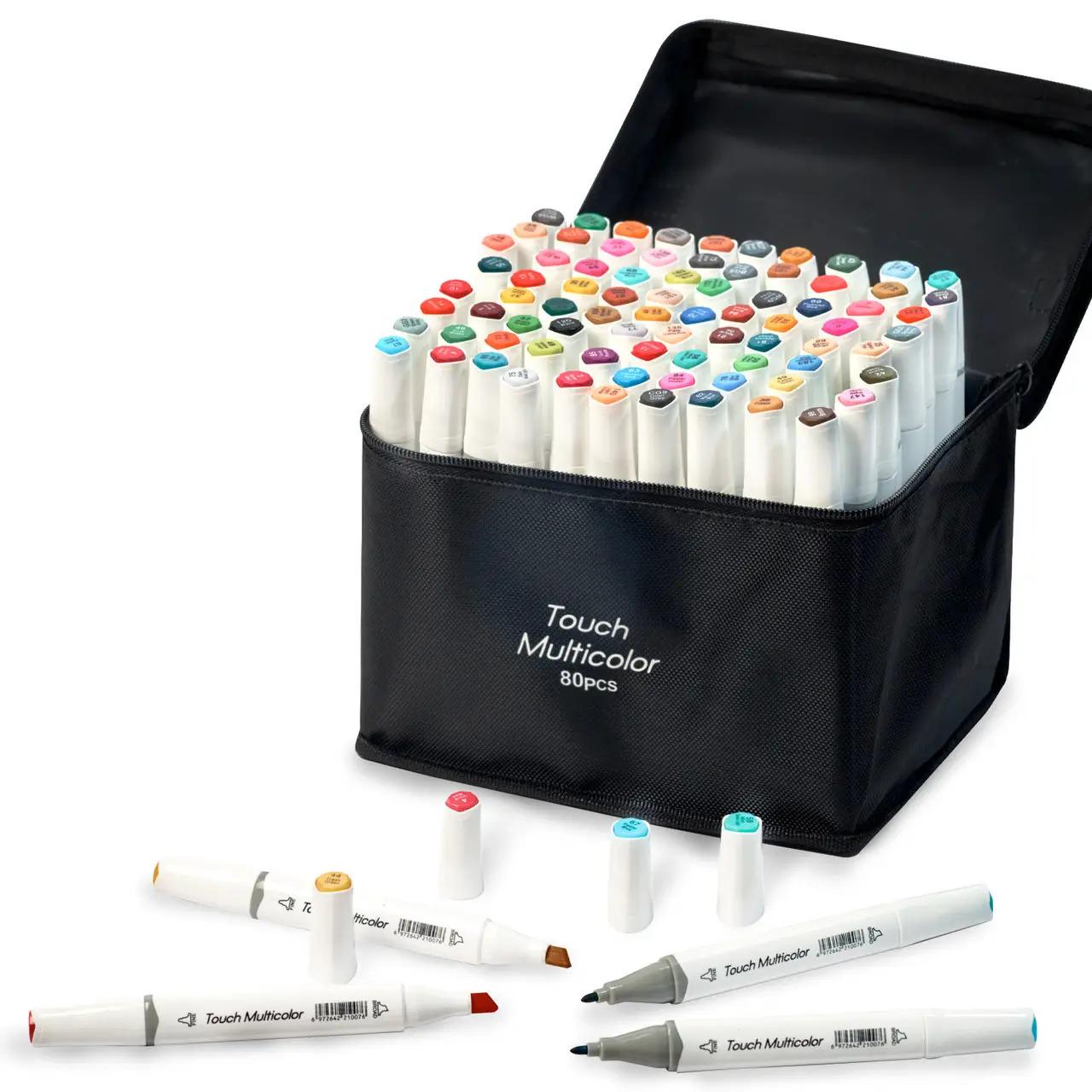 Набор для скетчей 2в1 Маркеры двухсторонние Touch Multicolor 80 шт. и Подставка под маркеры Бежевый - фото 3
