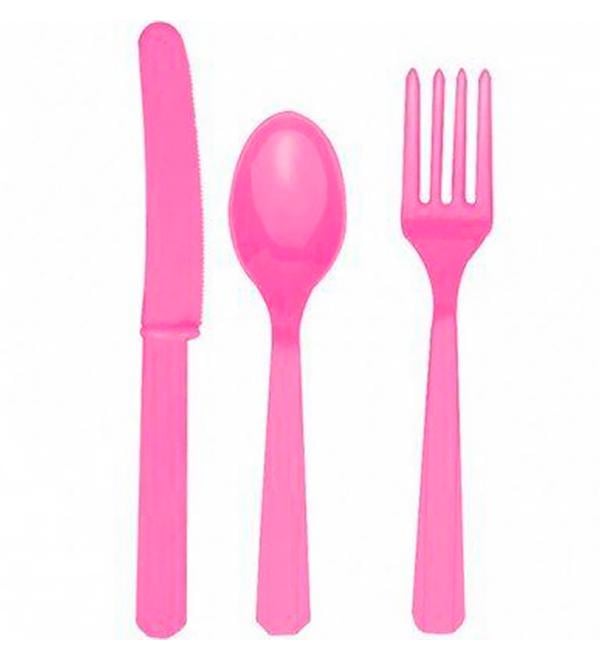 Пластиковий набір столових приладів для дітей 24 предметів Pink