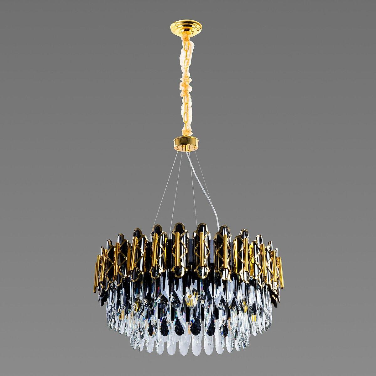 Люстра Sirius кришталева під десять ламп Е14 Золотий (Ш 5021/600)