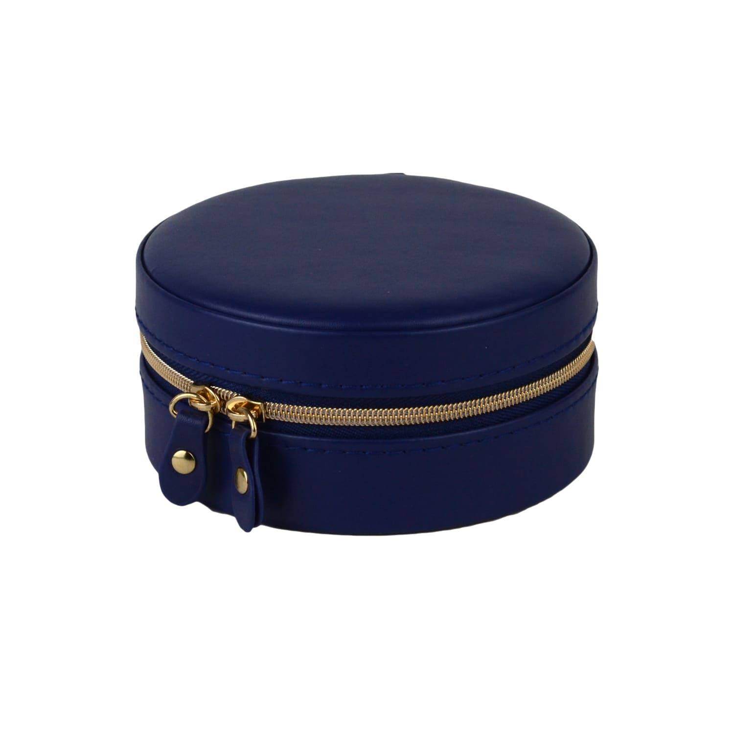 Шкатулка для украшений круглая с зеркальцем на молнии 11х5 см Синий (ШДД-19-1) - фото 3