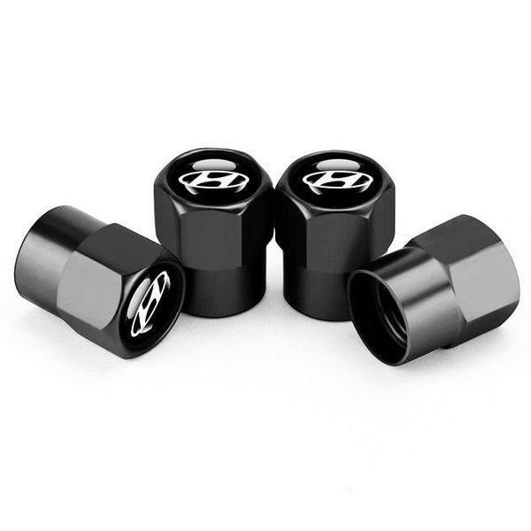 Набір ковпачків на ніпель для автомобіля SUNROZ Caps Short Hyundai 4 шт. Black Набір ковпачків на ніпель для автомобіля SUNROZ Caps Short Hyundai 4 шт. Black