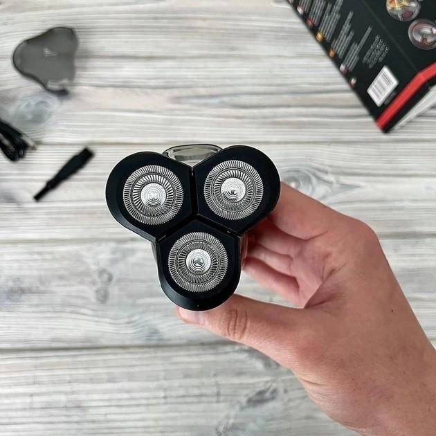 Електробритва Geemy GM 7720 black акумуляторна з плаваючими ножами Чорно-сріблястий - фото 7