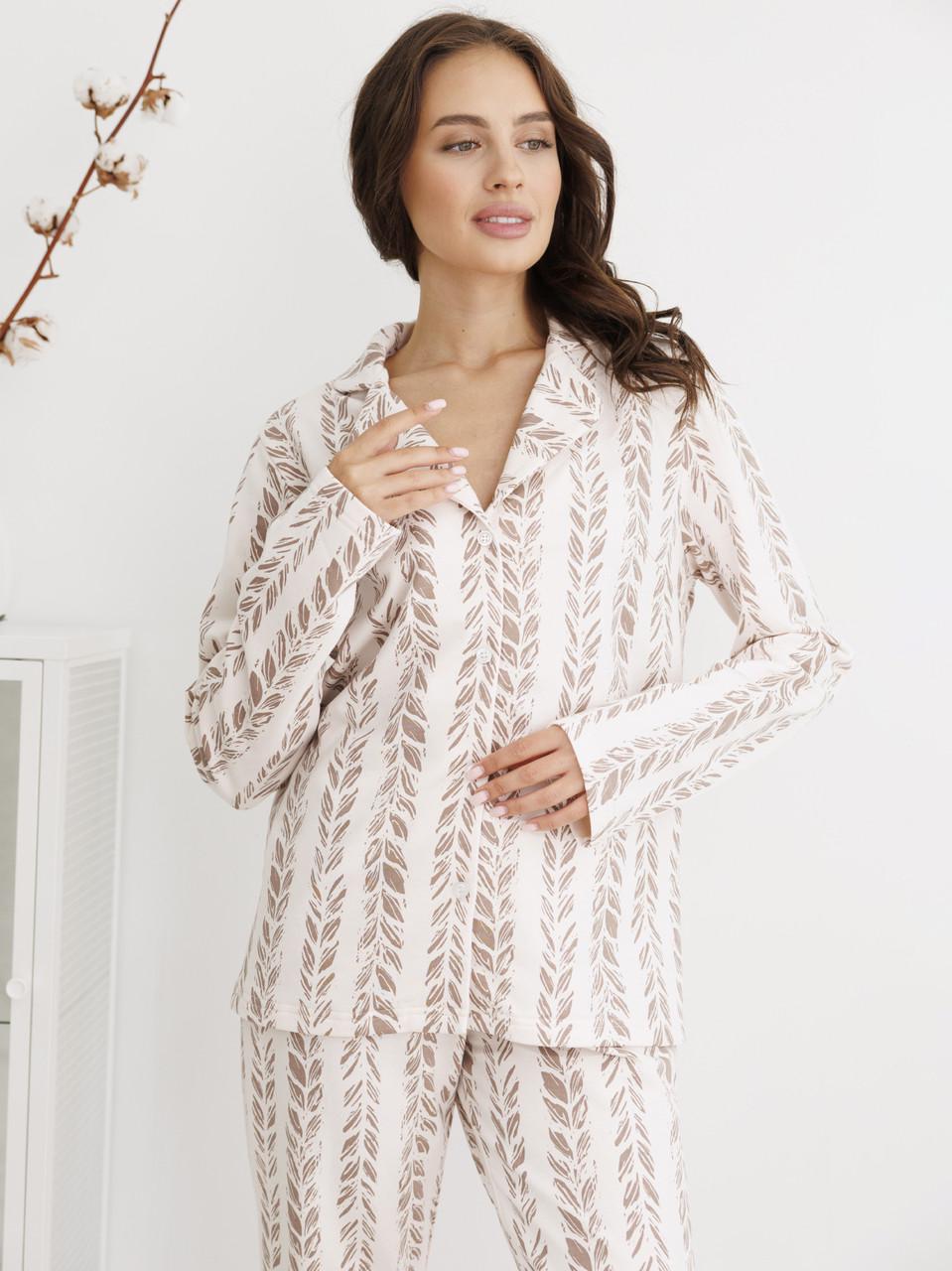 Піжама жіноча Roksana сорочка вільного крою/штани байкова з принтом XXL Бежевий (1826/30019) - фото 5 Піжама жіноча Roksana сорочка вільного крою/штани байкова з принтом XXL Бежевий (1826/30019) - фото 5